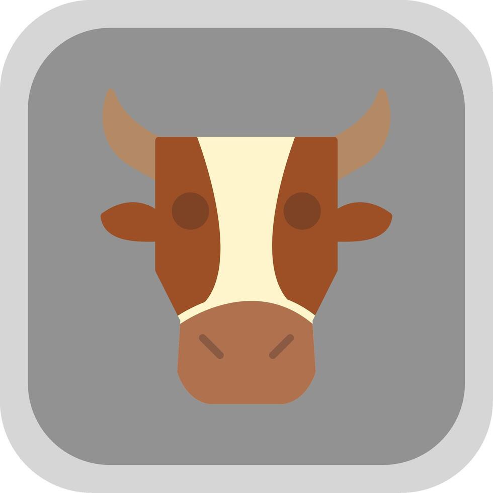vaca plano redondo esquina icono diseño vector