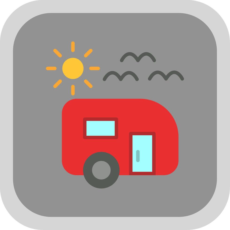 Trailer park Flat round corner Icon Design vector