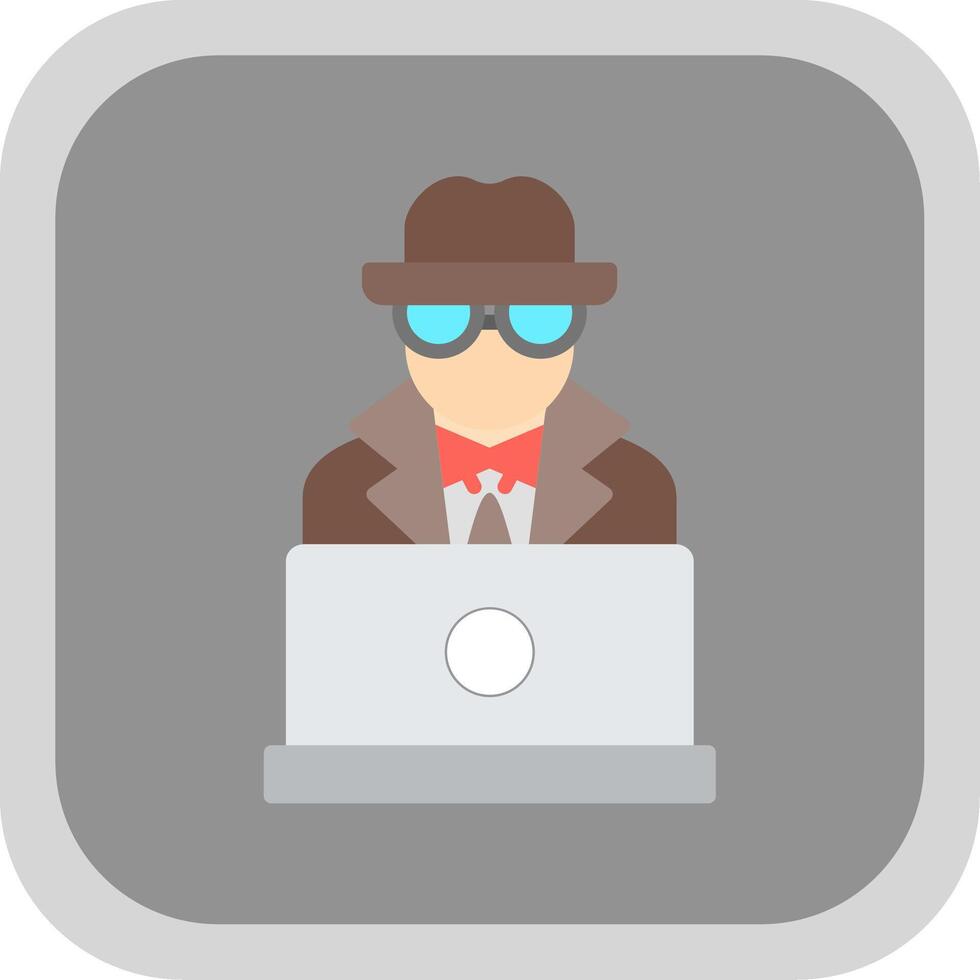 spyware Flat round corner Icon Design vector