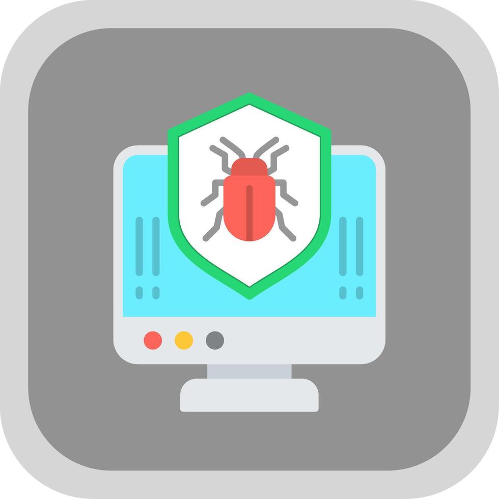 Anti Virus Shield Flat round corner Icon Design vector