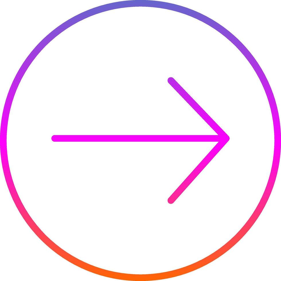 Derecha flecha línea degradado icono diseño vector