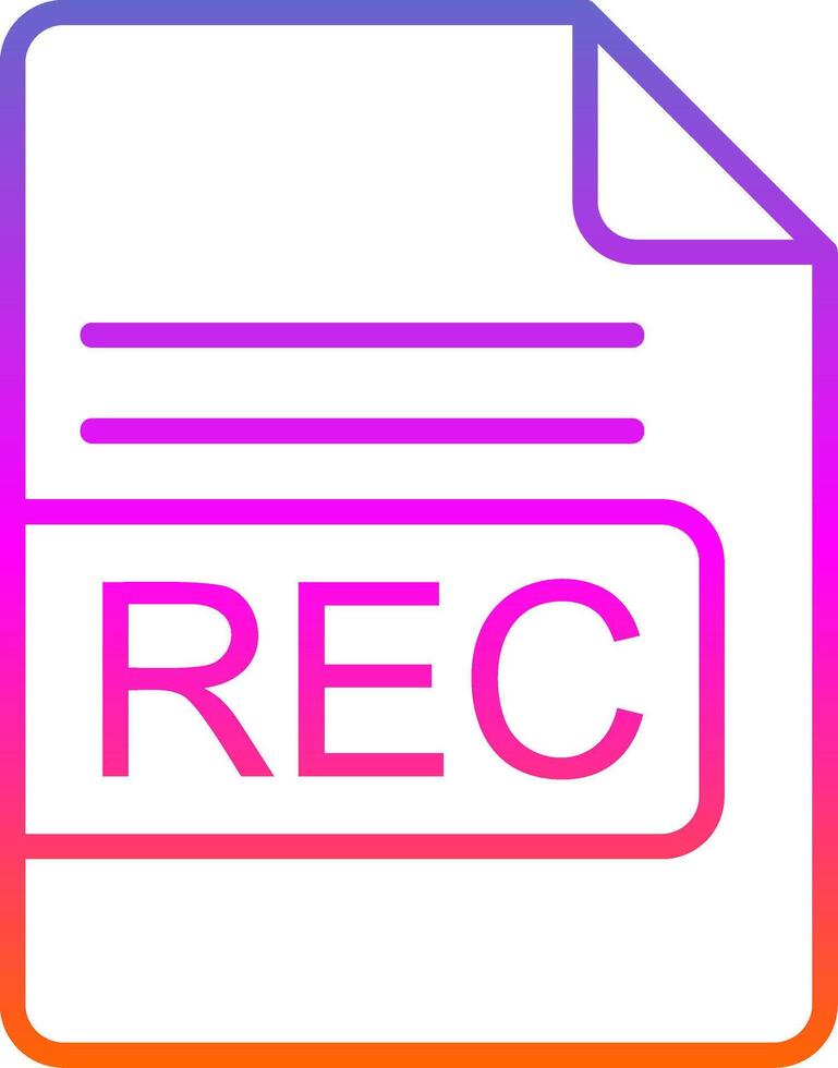 REC File Format Line Gradient Icon Design vector