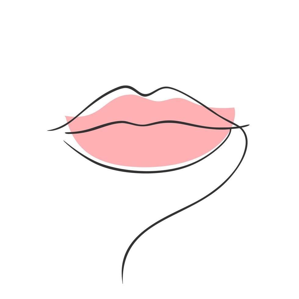 Lips. Continuous one line art minimalistic drawing on a white background. vector