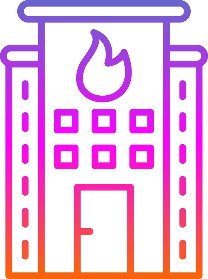 Fire Station Line Gradient Icon Design vector