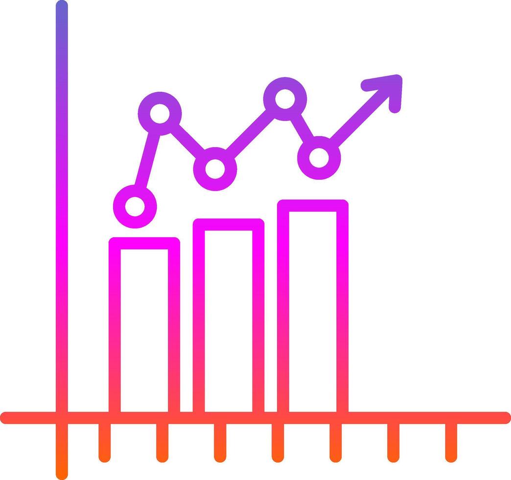 Bar Chart Line Gradient Icon Design vector