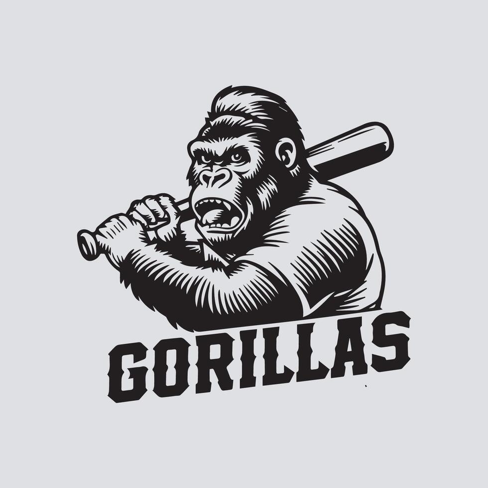 black and white gorilla vector