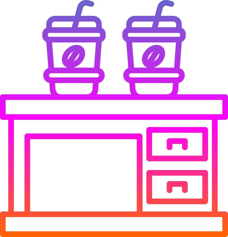 café mesa línea degradado icono diseño vector