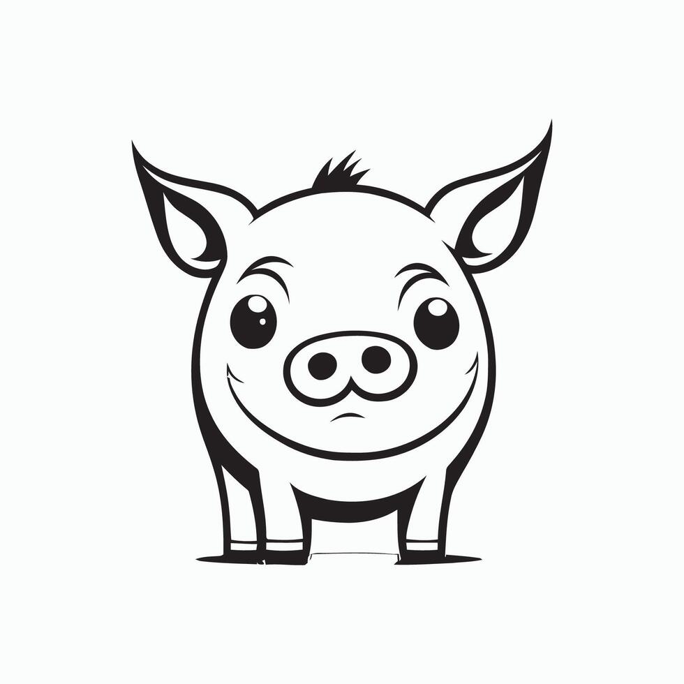 black and white pig vector