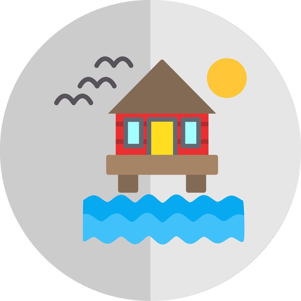 Beach Villa Flat Scale Icon Design vector