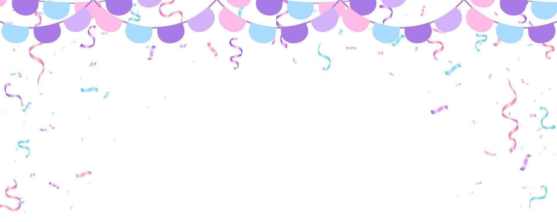 festival banner background with garland flag and confetti social media, card, frame party holiday vector