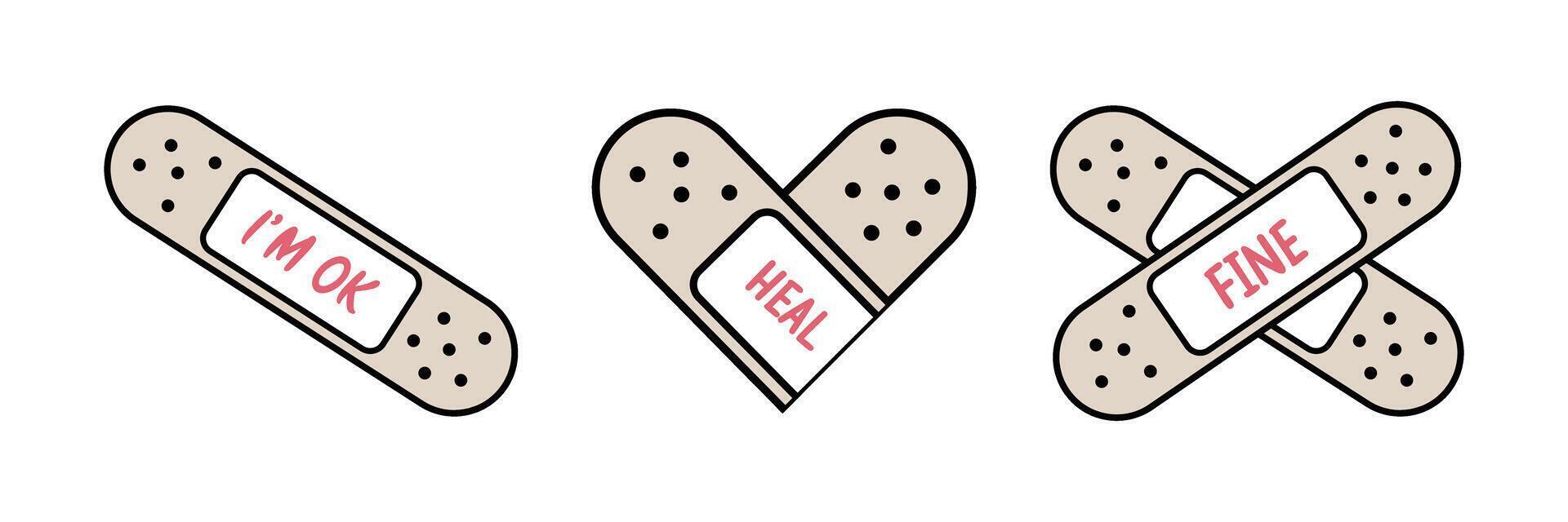 Wound plaster feeling kawaii cute vector