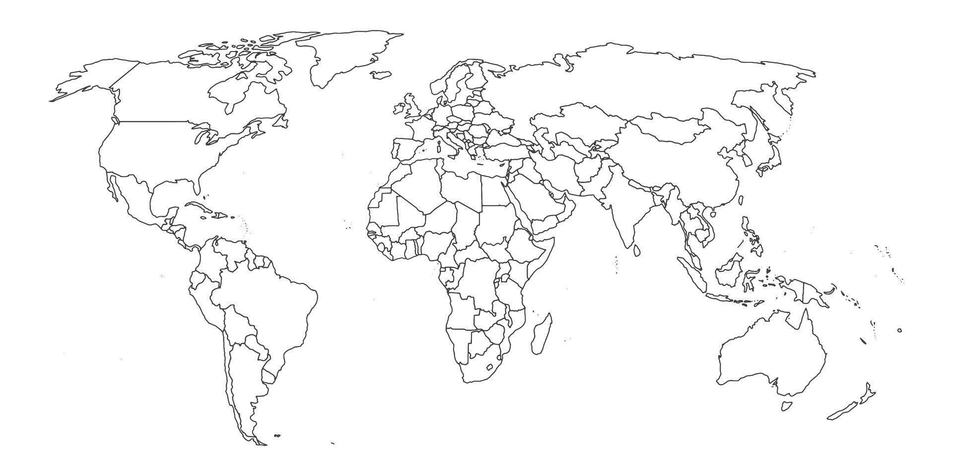 World Map Outline in white background vector