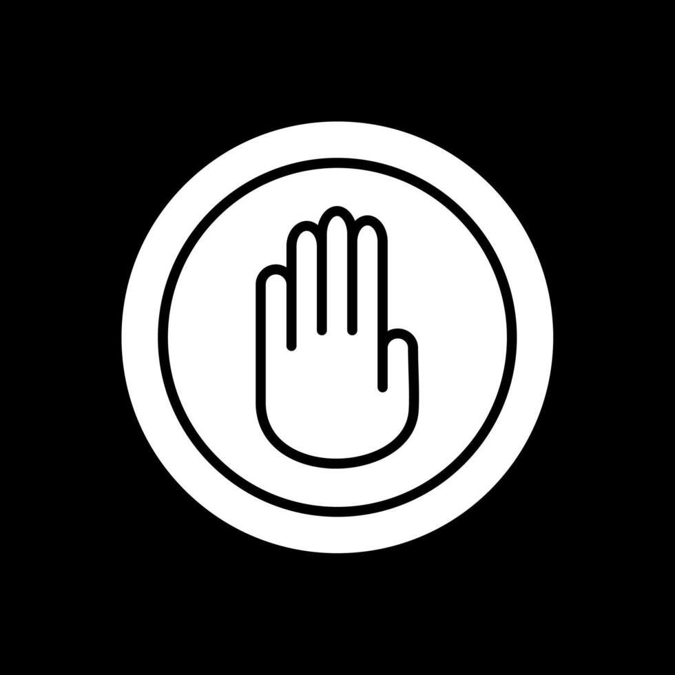 Stop Hand Glyph Inverted Icon Design vector