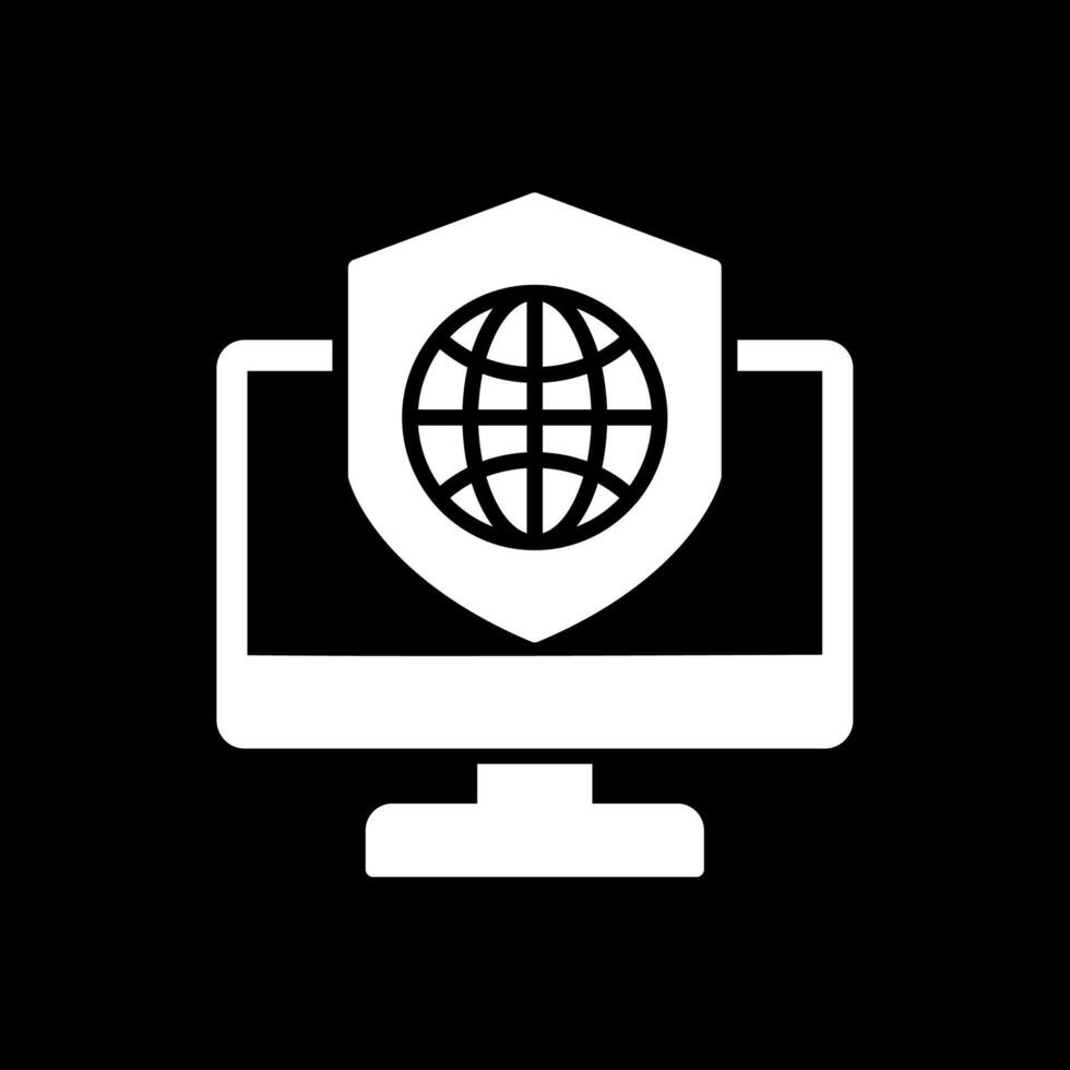 seguridad computadora conectar glifo invertido icono diseño vector