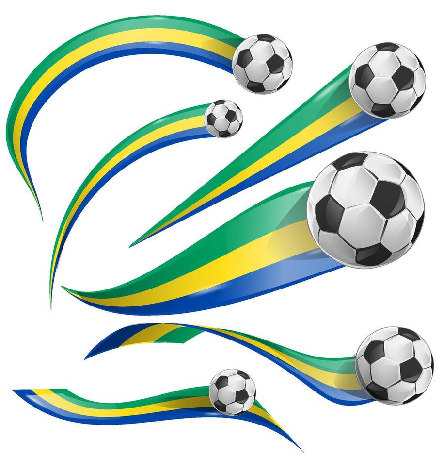 Gabon flag set with soccer ball set icon. illustration vector