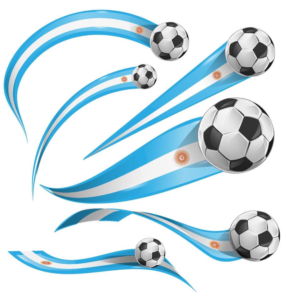 argentina flag set with soccer ball set icon. illustration vector