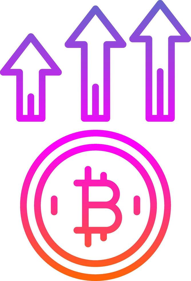 Bitcoin Up Line Gradient Icon Design vector
