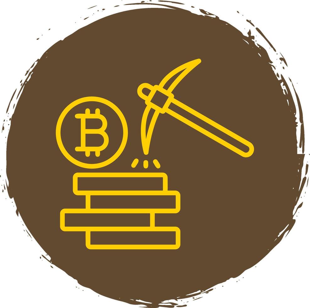 bitcoin minería línea degradado icono diseño vector