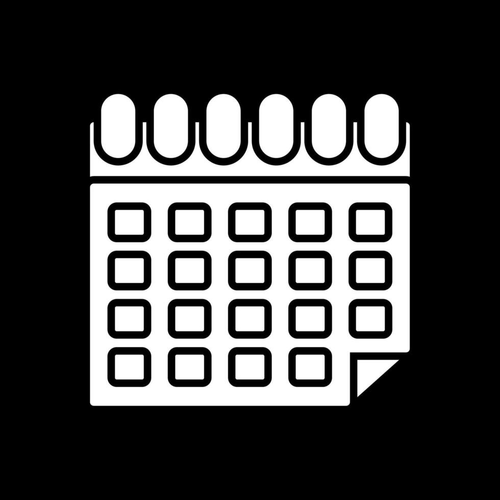 Calendar Glyph Inverted Icon Design vector