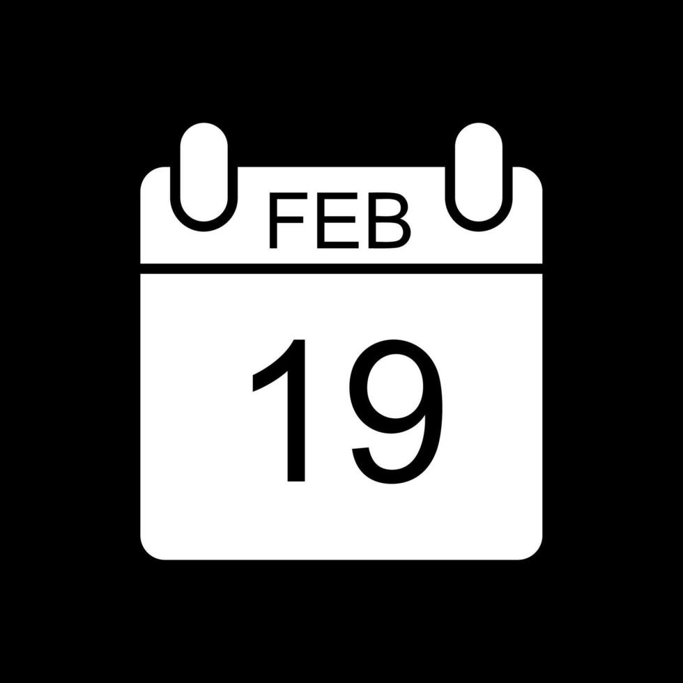 February Glyph Inverted Icon Design vector