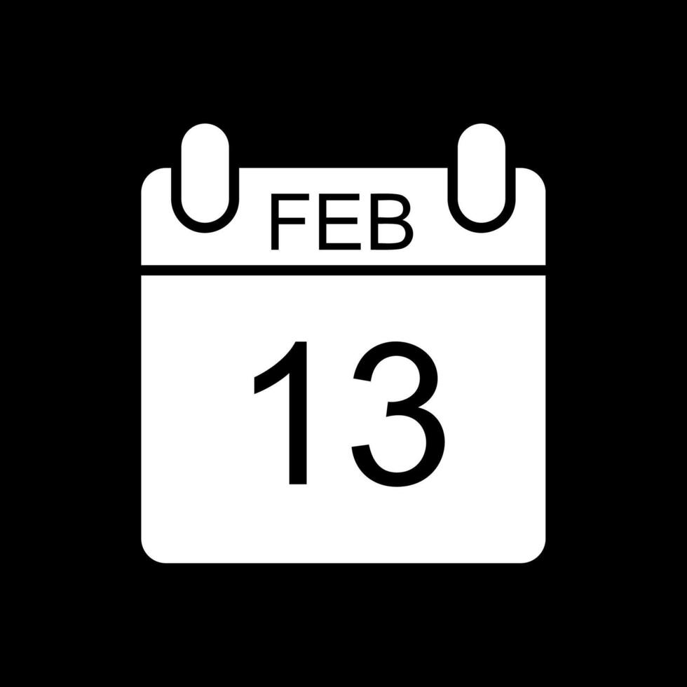 February Glyph Inverted Icon Design vector