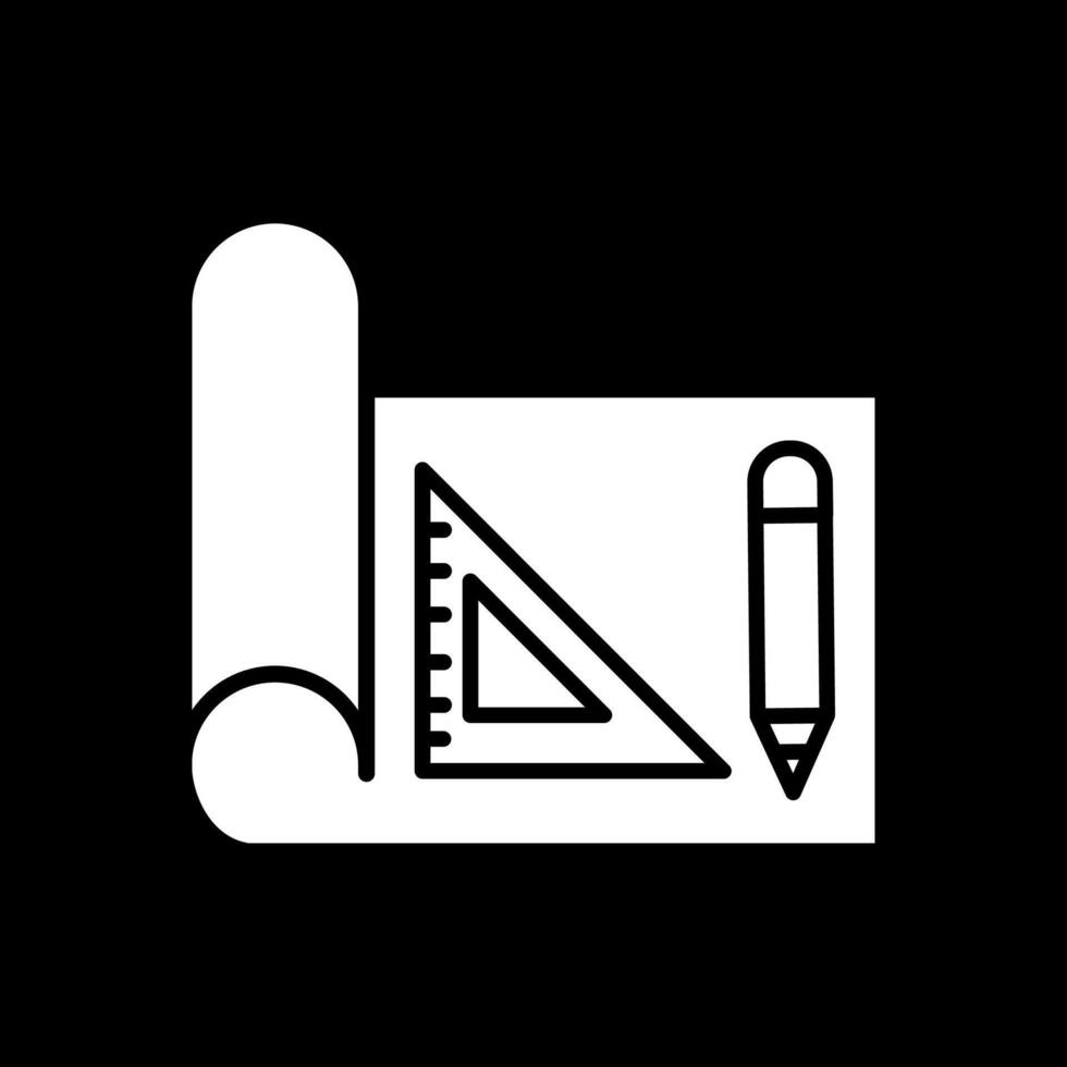 Draft Tools Glyph Inverted Icon Design vector