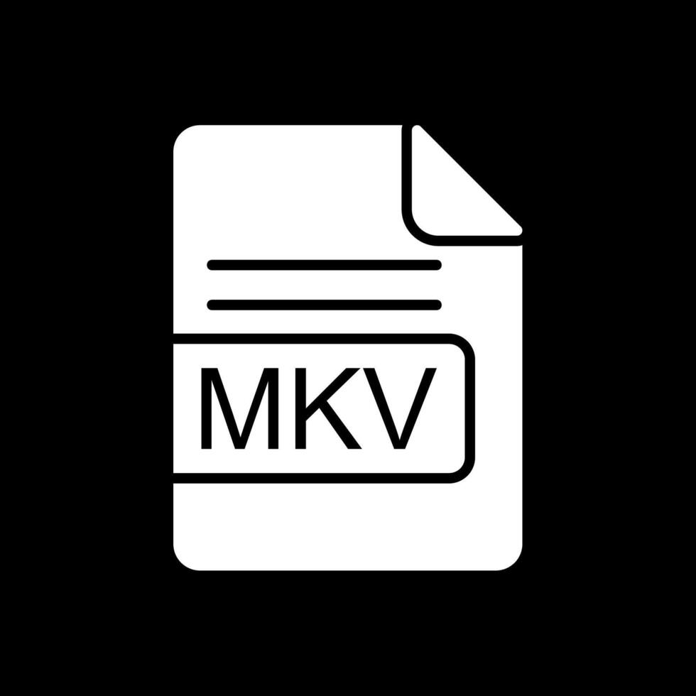 mkv archivo formato glifo invertido icono diseño vector