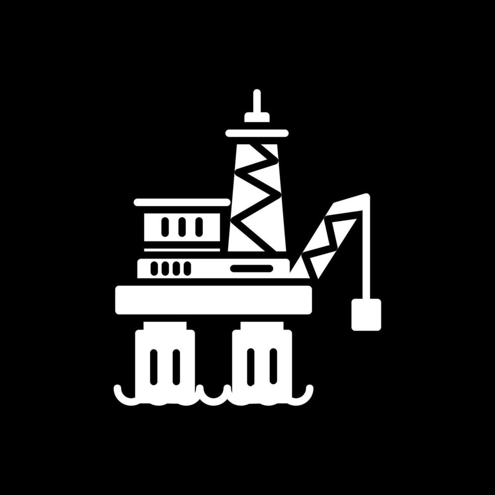 Offshore Platform Glyph Inverted Icon Design vector
