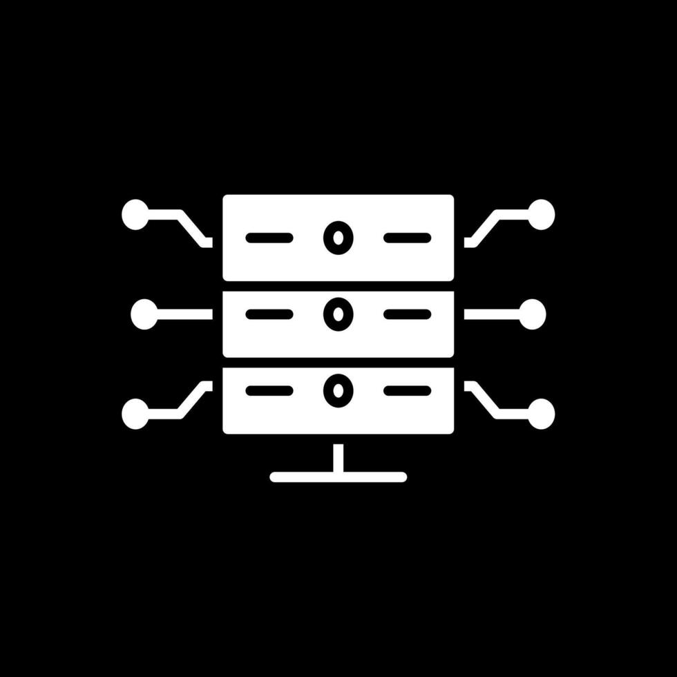 base de datos almacenamiento glifo invertido icono diseño vector