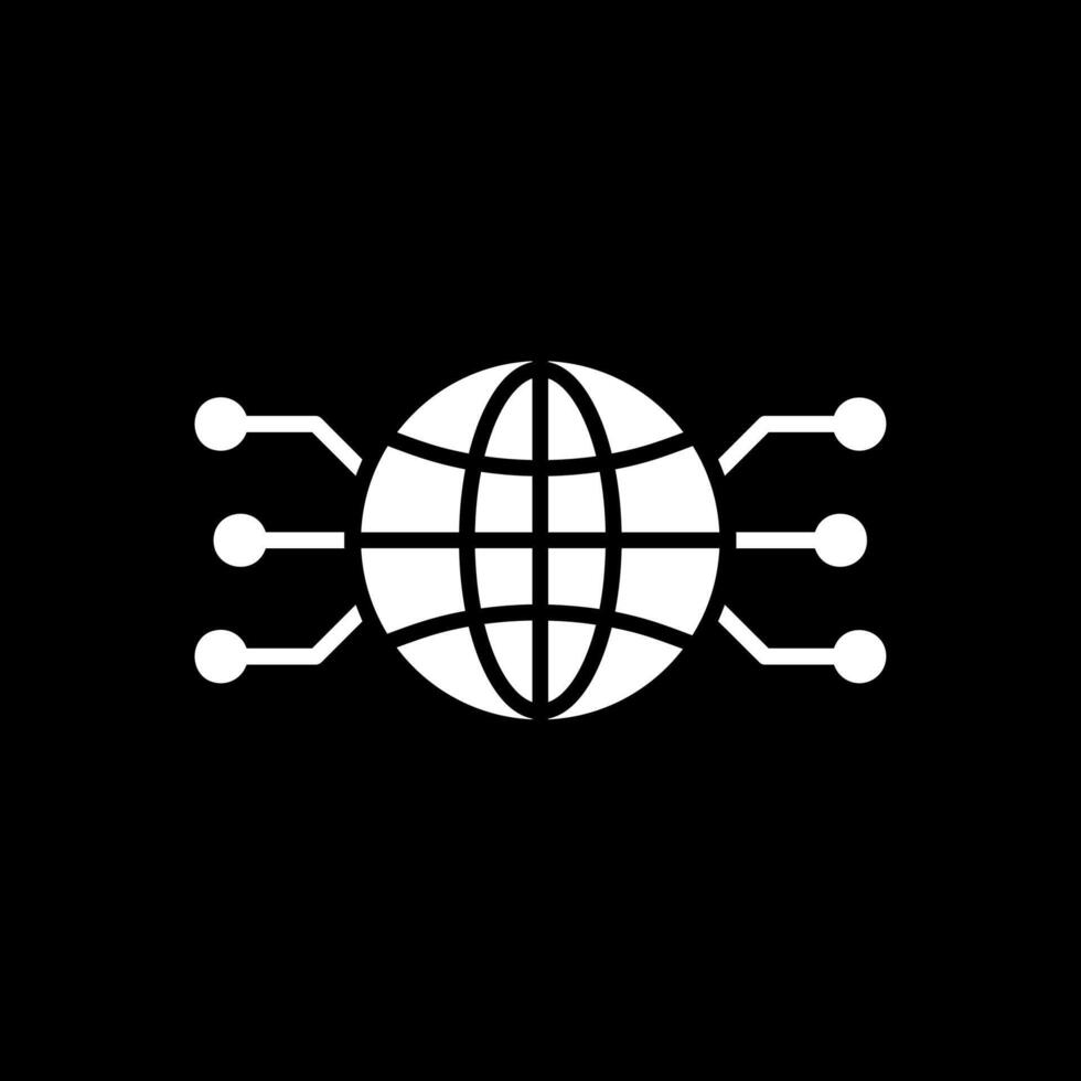 Global Network Glyph Inverted Icon Design vector