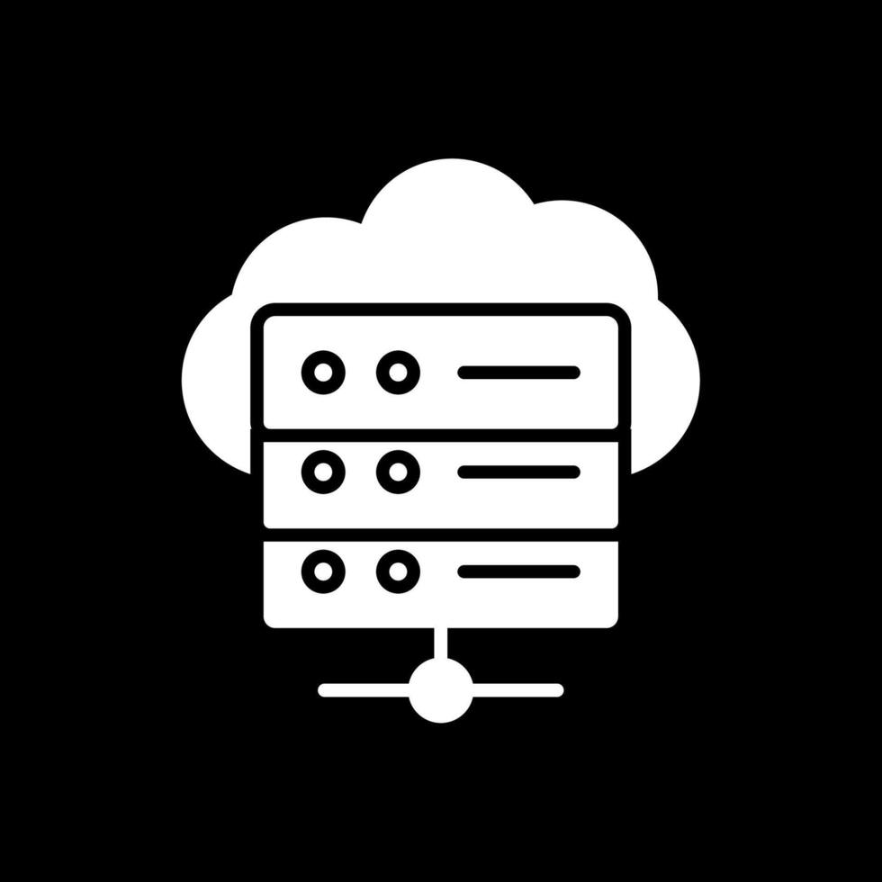 nube base de datos glifo invertido icono diseño vector