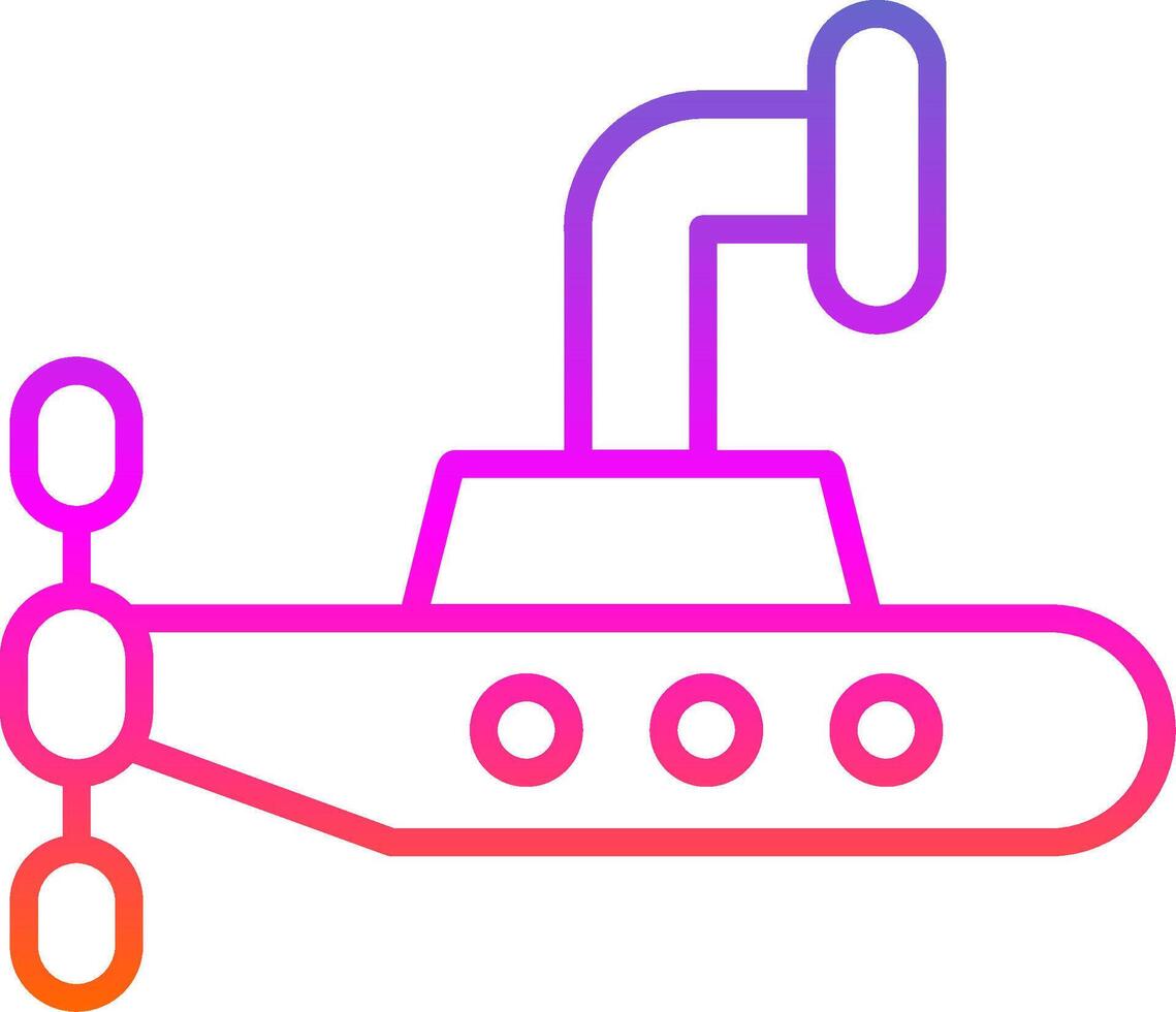 submarino línea degradado icono diseño vector