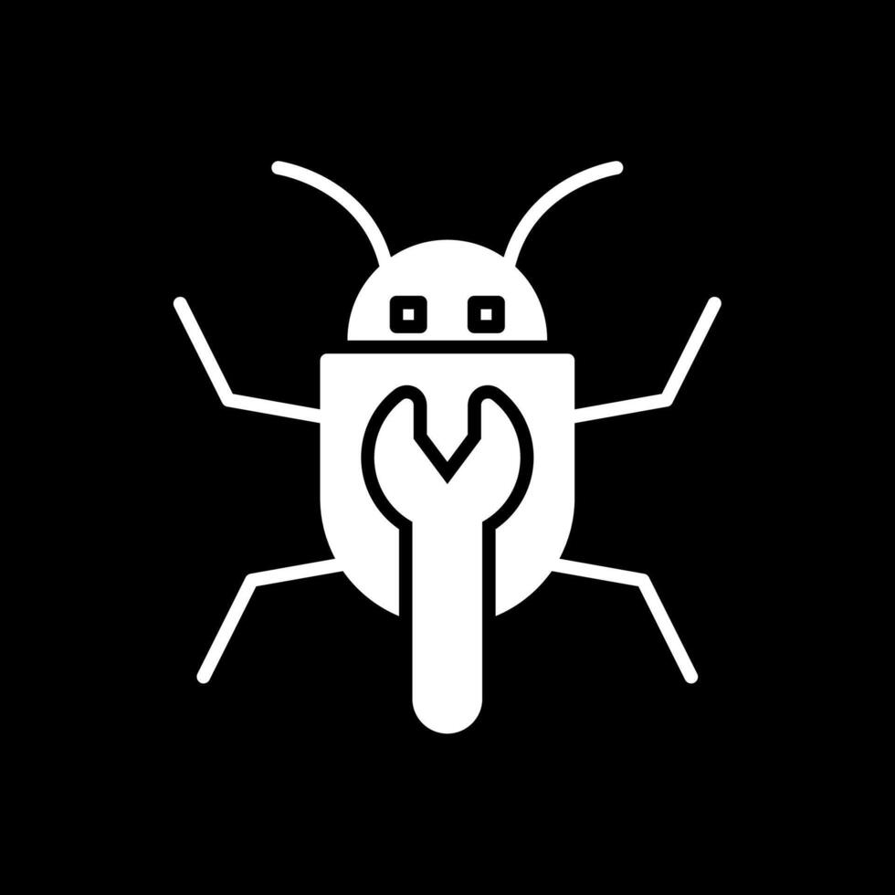 Bug Fixing Glyph Inverted Icon Design vector