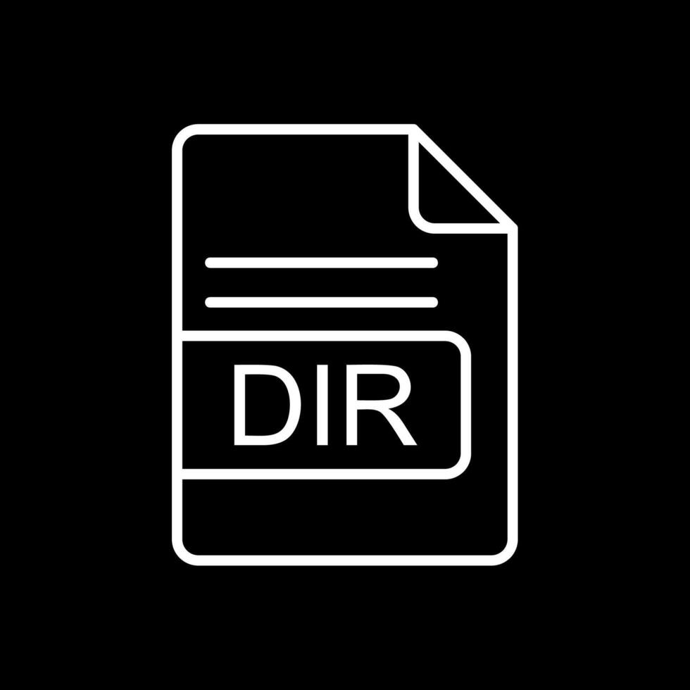 DIR File Format Line Inverted Icon Design vector