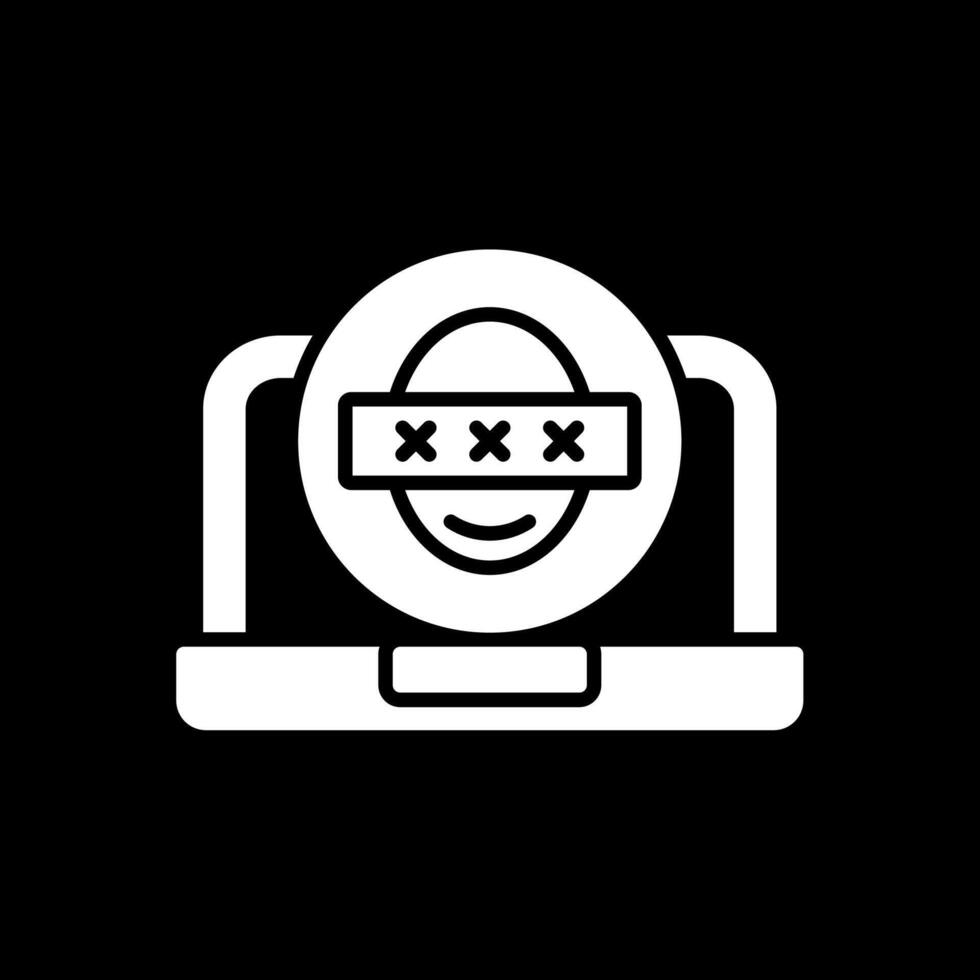 Security Laptop Faceprint Glyph Inverted Icon Design vector