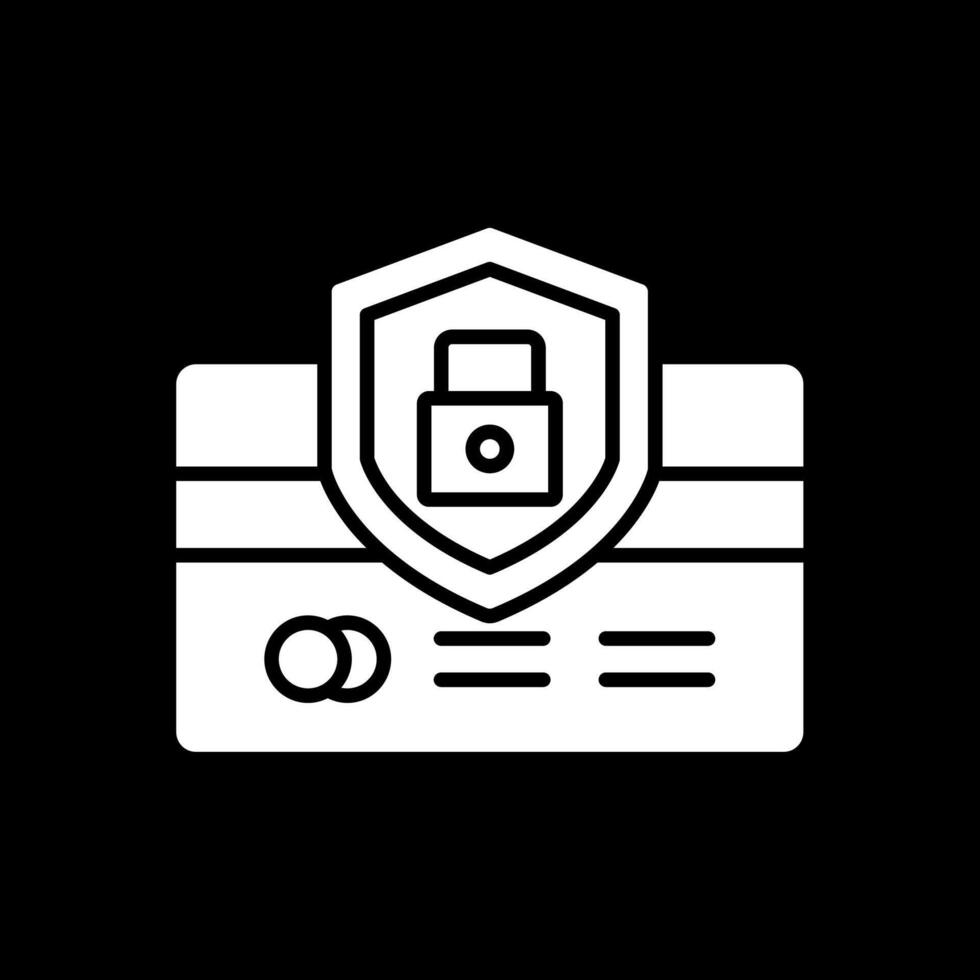 crédito tarjeta seguridad glifo invertido icono diseño vector