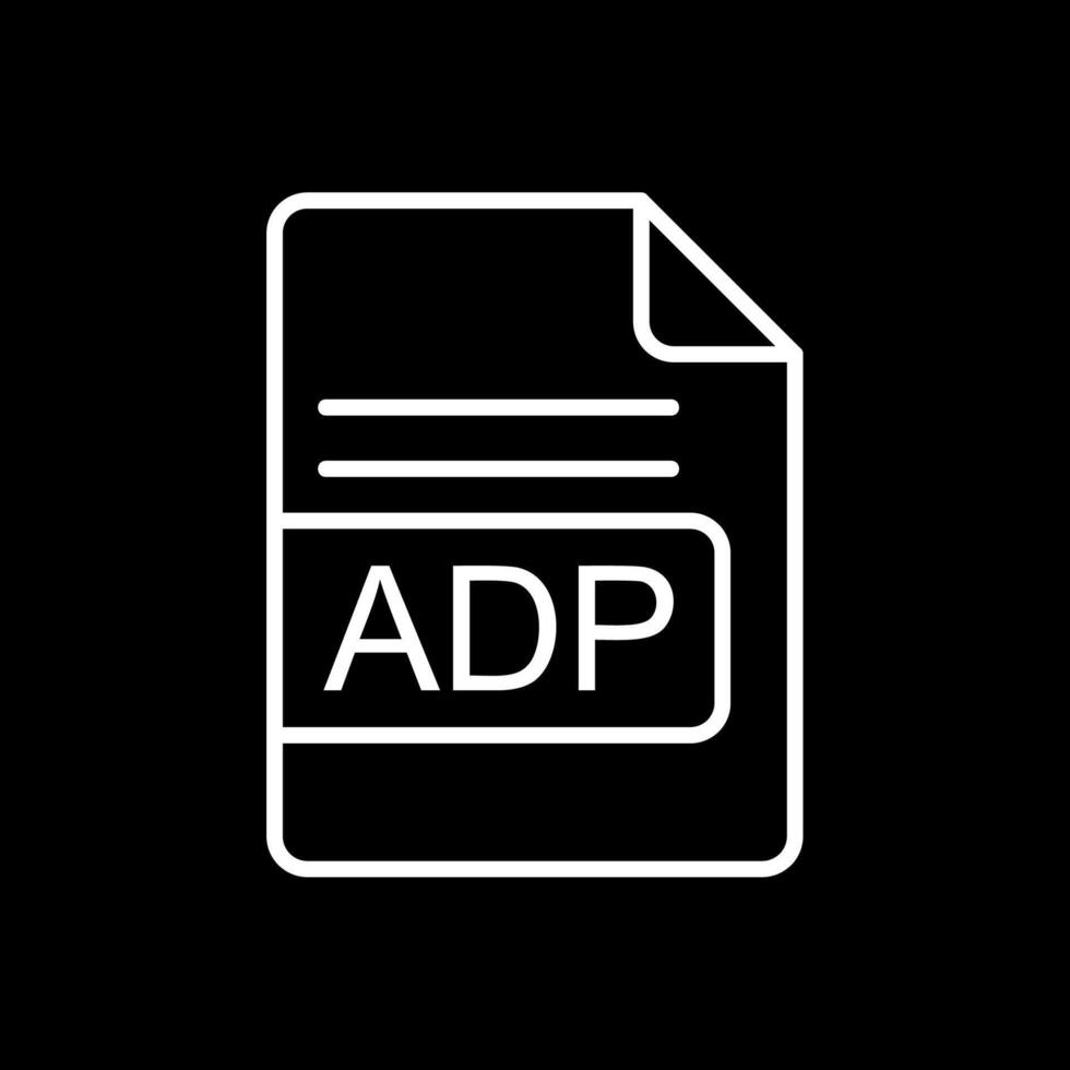 adp archivo formato línea invertido icono diseño vector