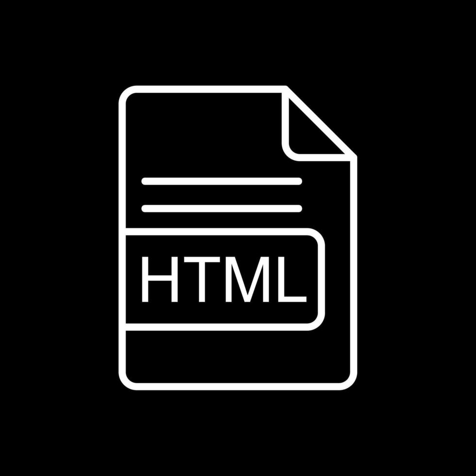 HTML File Format Line Inverted Icon Design vector