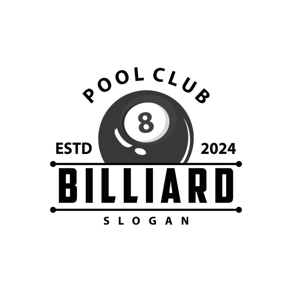 Billiard Logo Minimalist Design Ball and Stick Symbol Illustration Template vector