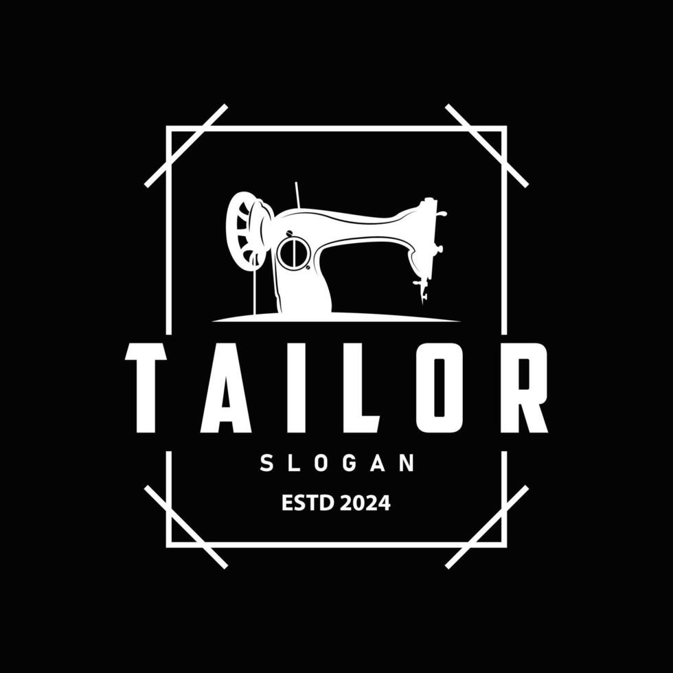 Tailor Logo, Needle and Thread, Retro Vintage Simple Minimalist Old Inspiration Design vector