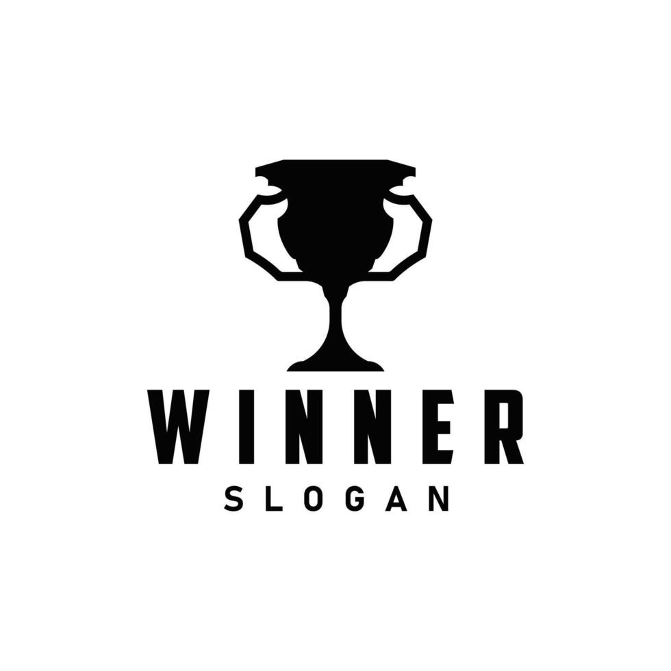 Trophy Logo, Sports Tournament Championship Cup Design. Minimalist Antique Victory Award vector