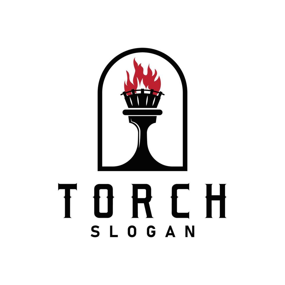 Illustration black silhouette torch logo flame design olympic sport victory inspiration vector