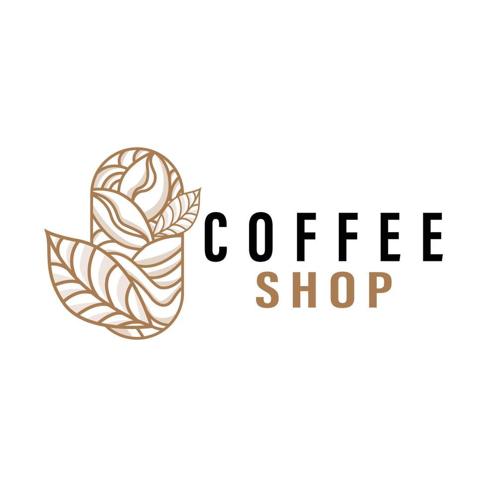 Simple caffeine drink coffee logo design cafe business coffee beans, bar, restaurant vintage model vector