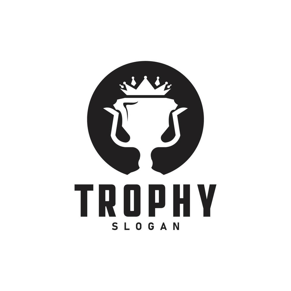 Trophy Logo, Sports Tournament Championship Cup Design. Minimalist Antique Victory Award vector