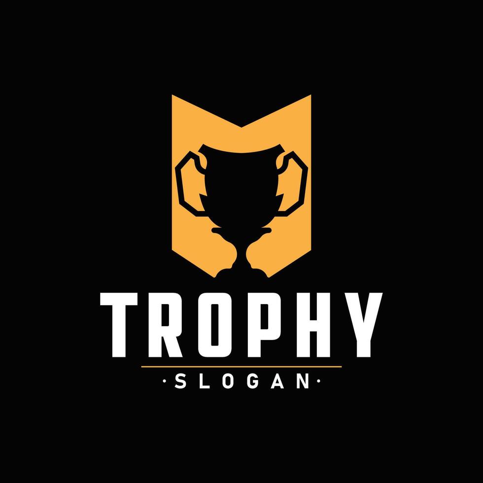 Trophy Logo, Sports Tournament Championship Cup Design. Minimalist Antique Victory Award vector