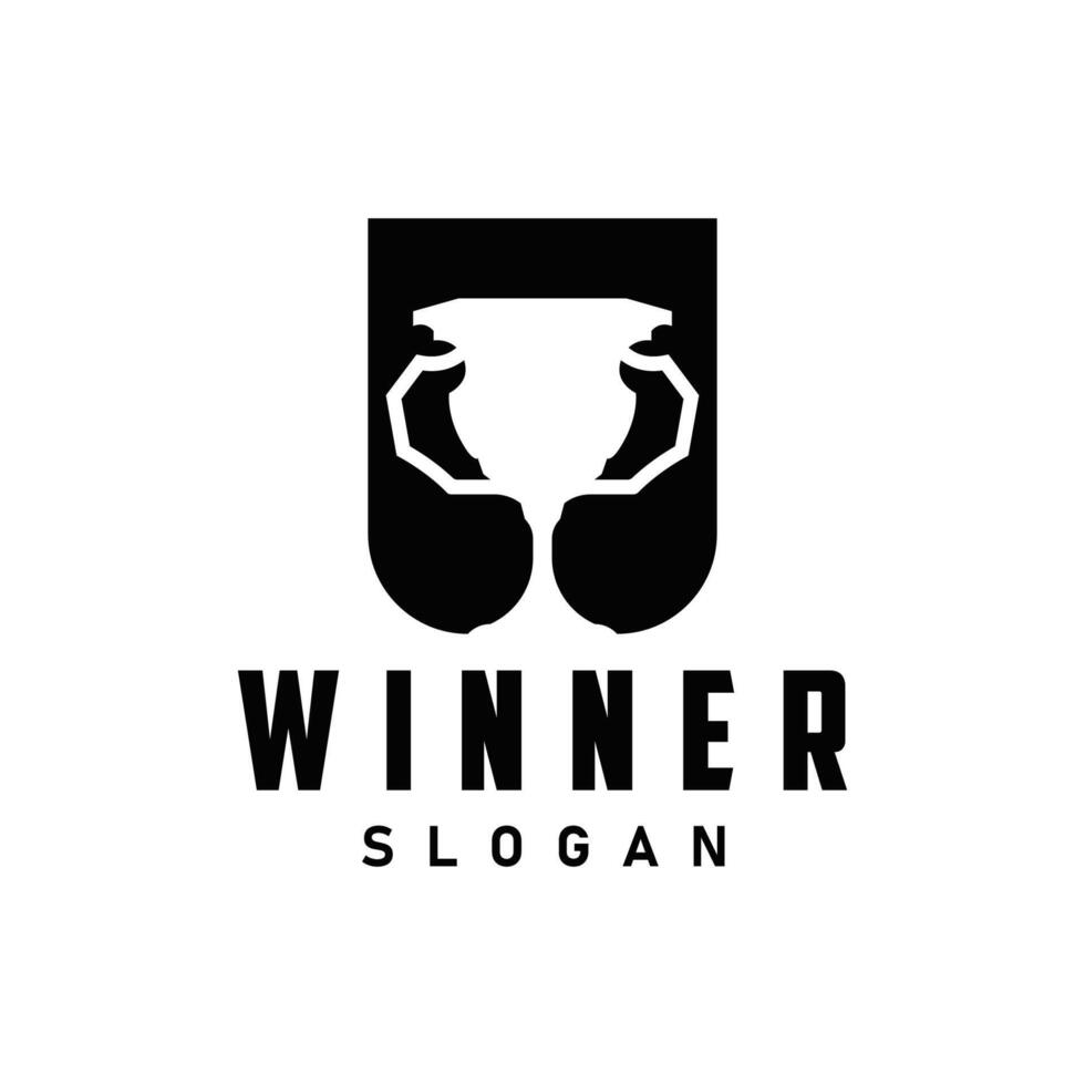 Trophy Logo, Sports Tournament Championship Cup Design. Minimalist Antique Victory Award vector