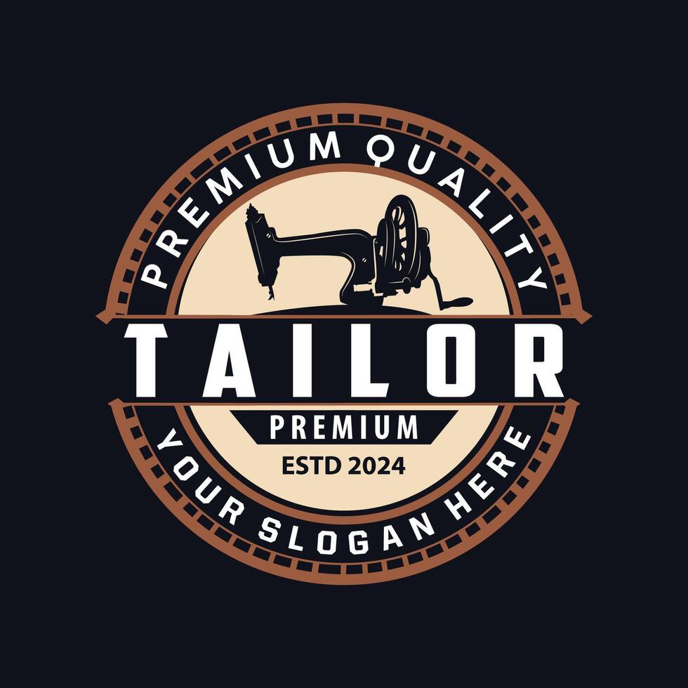 Tailor Logo, Needle and Thread, Retro Vintage Simple Minimalist Old Inspiration Design vector