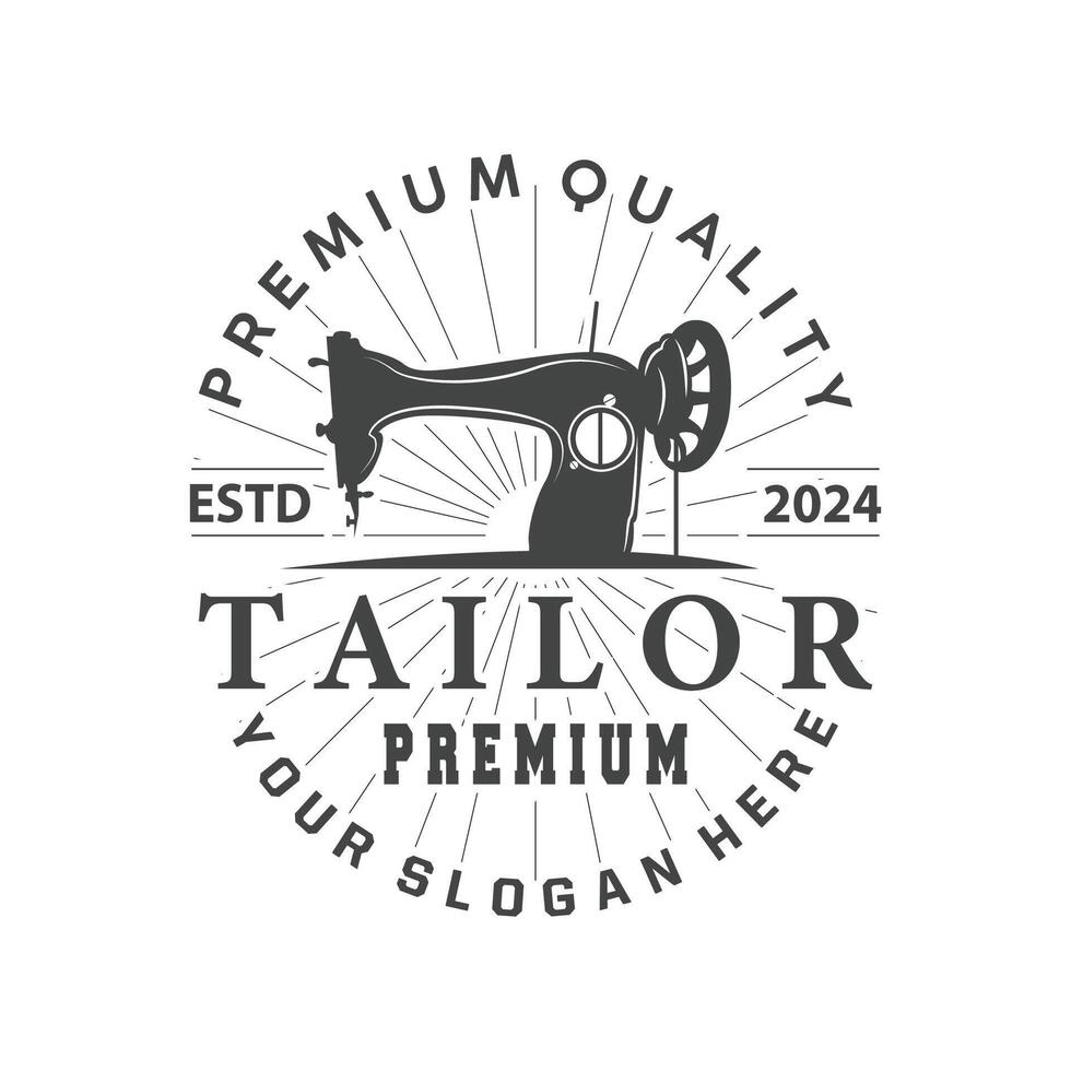 Tailor Logo, Needle and Thread, Retro Vintage Simple Minimalist Old Inspiration Design vector