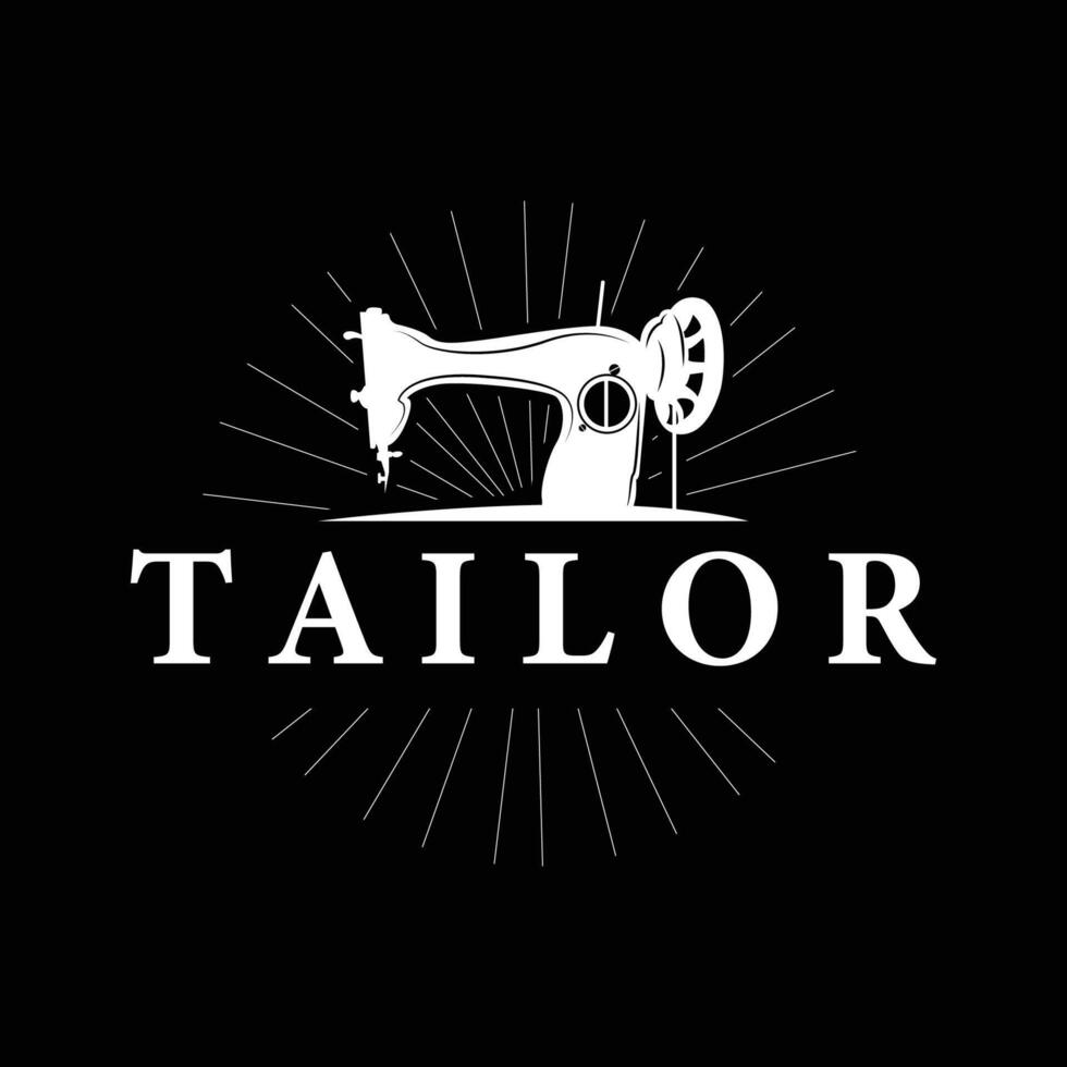 Tailor Logo, Needle and Thread, Retro Vintage Simple Minimalist Old Inspiration Design vector