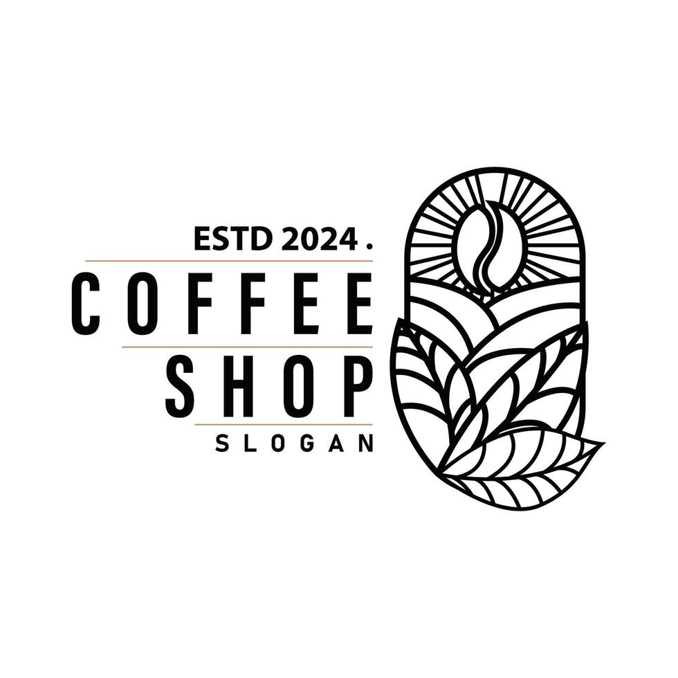 Simple caffeine drink coffee logo design cafe business coffee beans, bar, restaurant vintage model vector